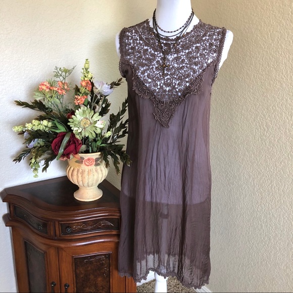 M Made In Italy 💯% Silk Tank Shift Dress - Picture 3 of 8